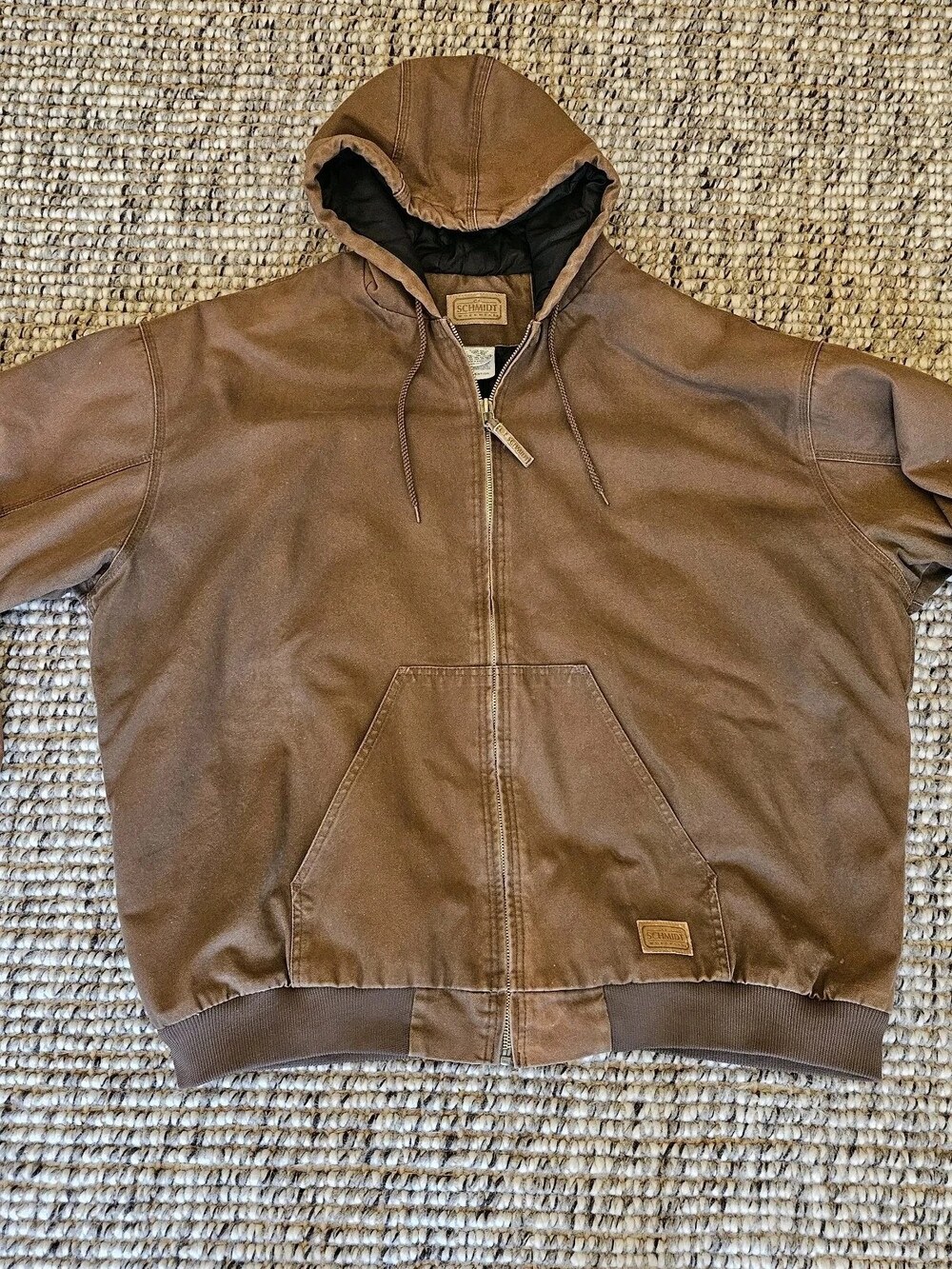 C.E. Schmidt Workwear Duck Canvas Hooded Jacket Brown Men's Size 4XL